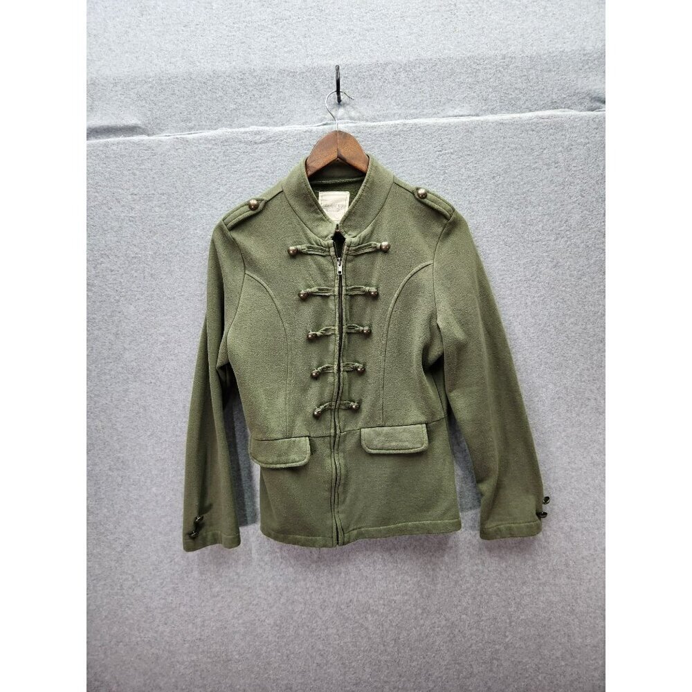 Hooked Up Olive Green Military Style Jacket M Cotton/Polyester Womens Casual Chi